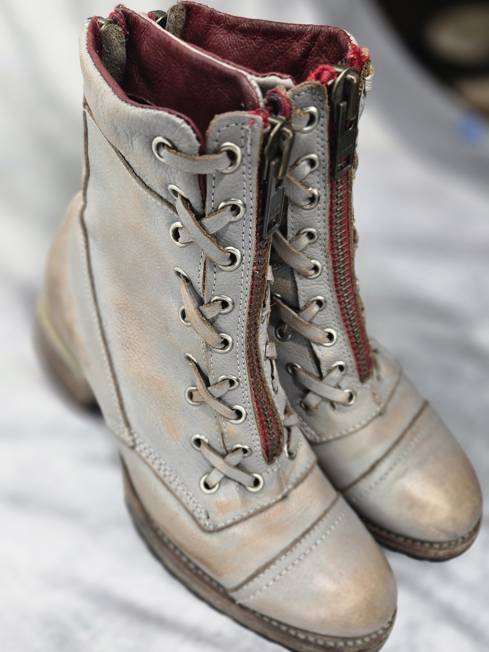 Freebird Liverpool boots feature a distinct front zipper closure and red lining. - Picture 2 of 6